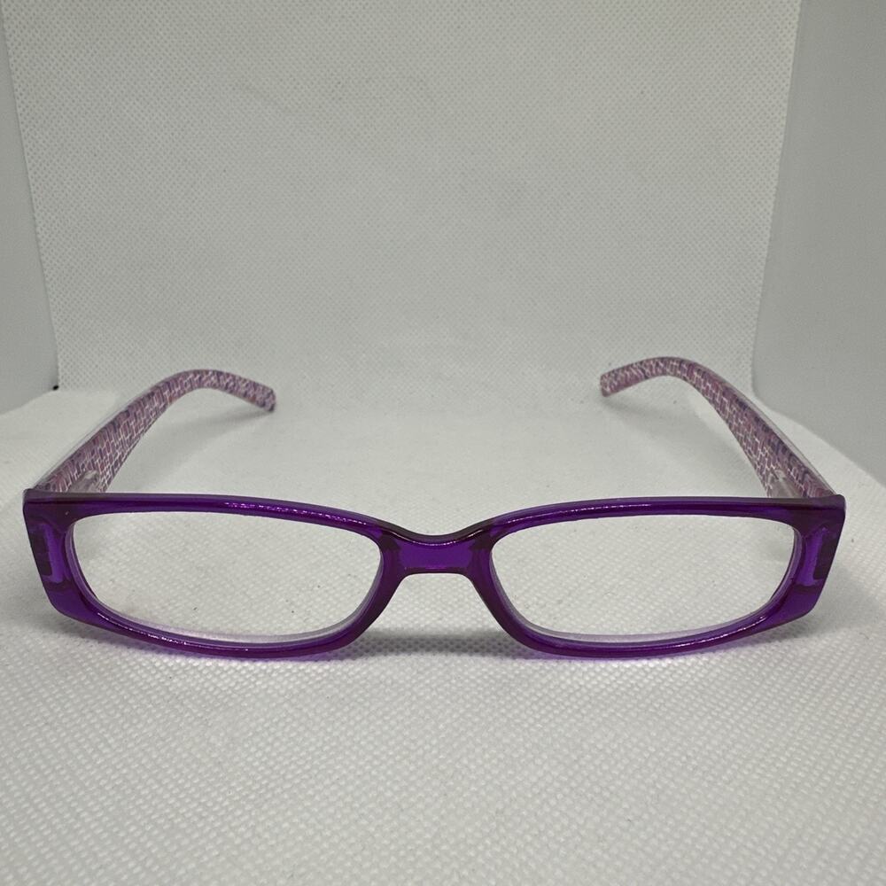 Foster Grant Iliana Womens Reading Glasses +3.00 Purple Readers Full Rim Clear